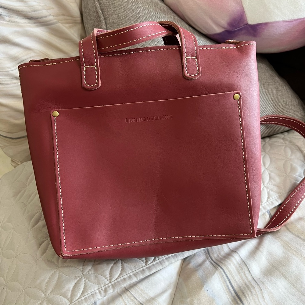 Portland Leather Mini Zippered Crossbody Guava NEW